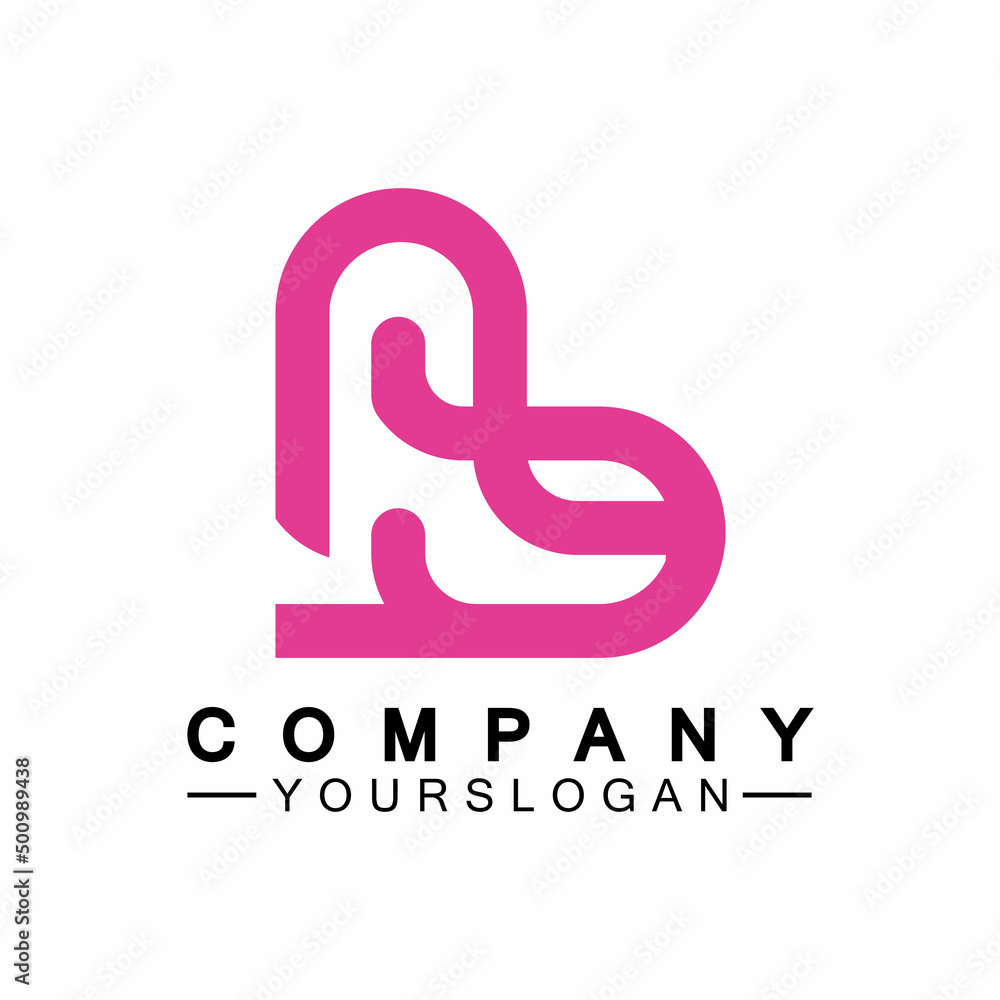 Fototapeta premium Initial letter B love heart logo design