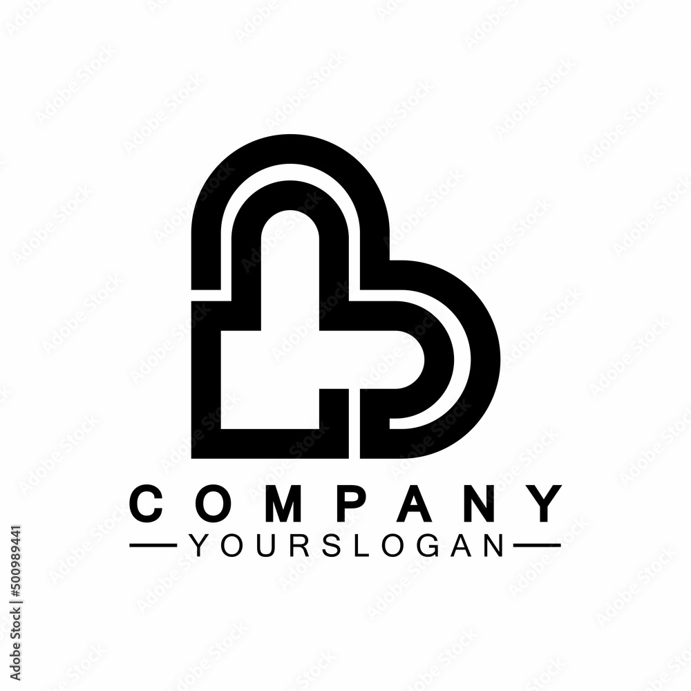 Initial letter B love heart logo design Initial letter B love heart logo design