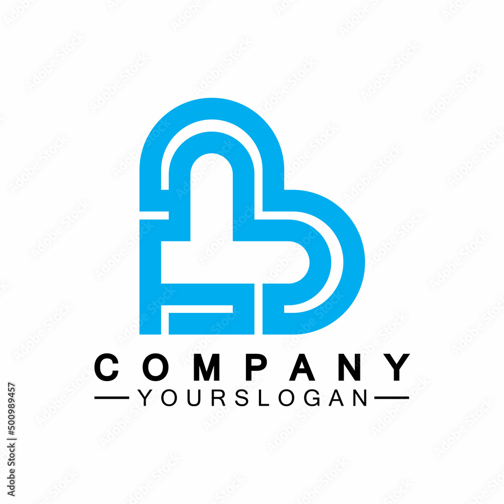Initial letter B love heart logo design Initial letter B love heart logo design