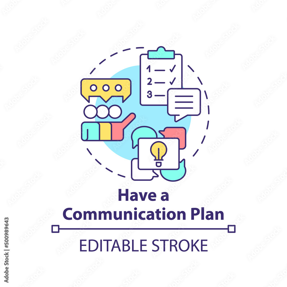 Have communication plan concept icon. Project communication management abstract idea thin line illustration. Define goals. Isolated outline drawing. Editable stroke. Arial, Myriad Pro-Bold fonts used