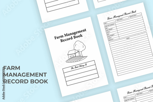 Farm management record book KDP interior. Farming information and productivity checker template. KDP interior journal. Farm management and farmer activity tracker notebook interior.