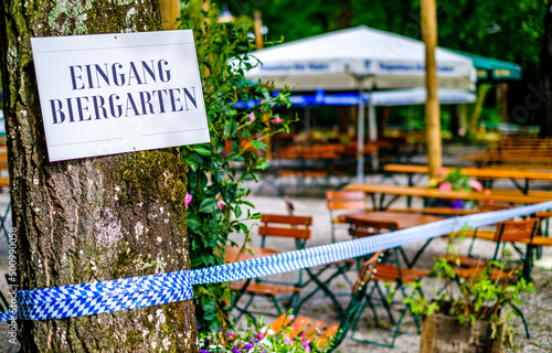 typical bavarian beergarden sign - translation: beergarden photo