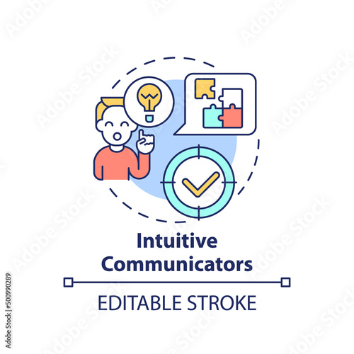 Intuitive communicators concept icon. Communication style abstract idea thin line illustration. Out-of-the-box thinking. Isolated outline drawing. Editable stroke. Arial, Myriad Pro-Bold fonts used
