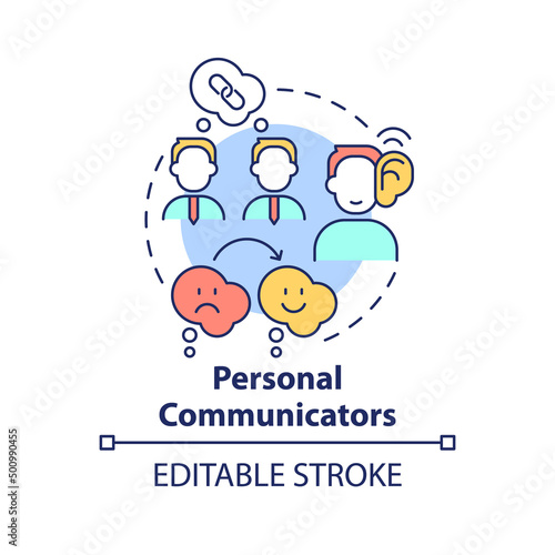 Personal communicators concept icon. Business communication style abstract idea thin line illustration. Diplomatic skills. Isolated outline drawing. Editable stroke. Arial, Myriad Pro-Bold fonts used