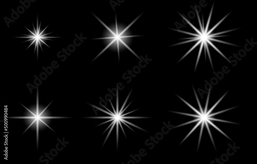 Set of stars on black background 