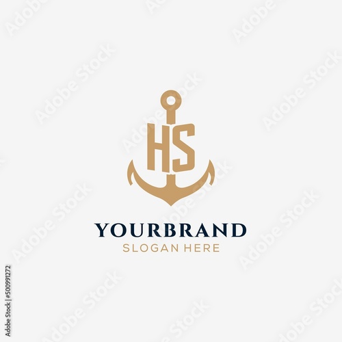 Letter HS with anchor logo design