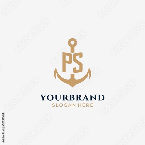 Letter PS with anchor logo design