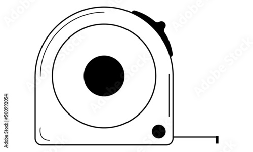 Hand drawn measuring tape measure. Tool for measuring length. Doodle style. Vector.