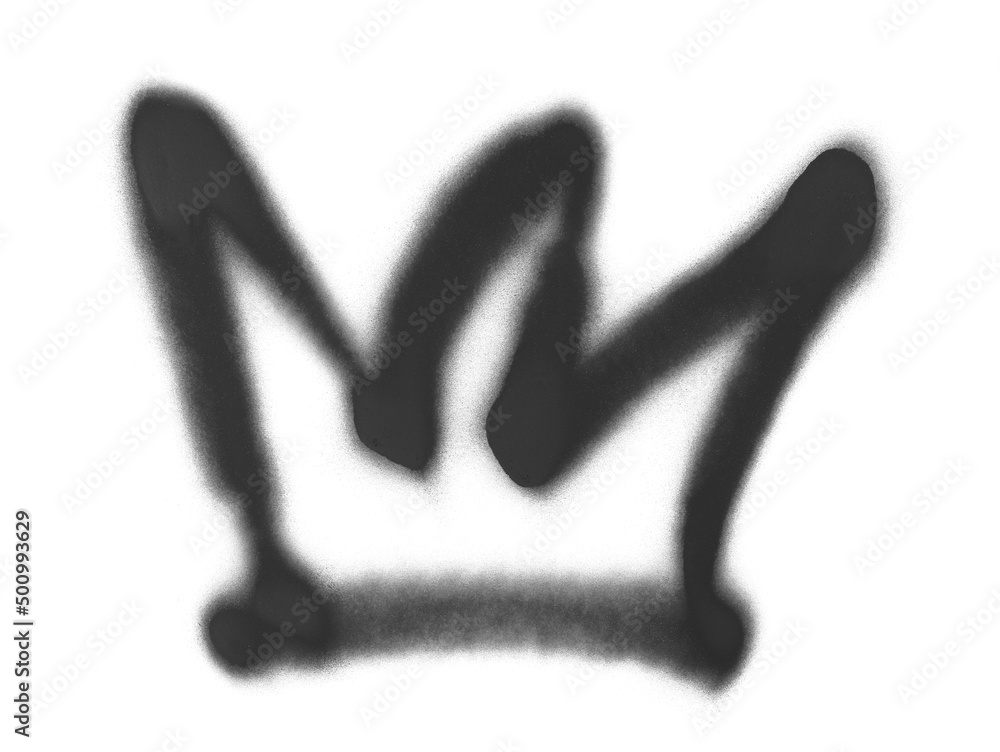 Black spray stain paint royal crown isolated on white Black spray stain paint royal crown isolated on white
