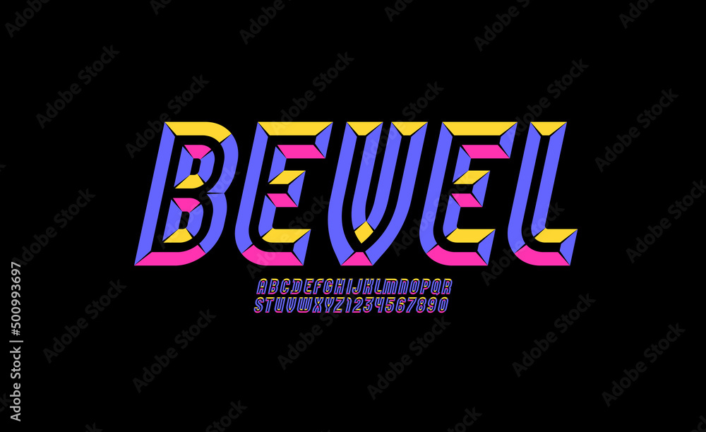 Alphabet from chiseled block, facet dark font, beveled italic letters and numerals Alphabet from chiseled block, facet dark font, beveled italic letters and numerals