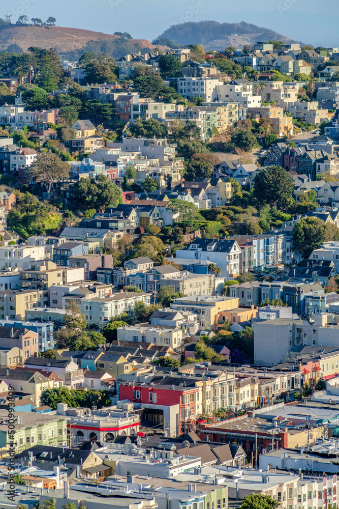 Residential area on a slope in San Francisco, California