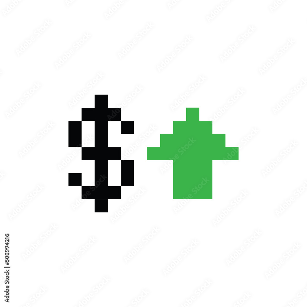 pixel dollar rate up icon pixel art icon element for 8 bit game pixel dollar rate up icon pixel art icon element for 8 bit game