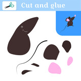 Application with a mouse. Paper game. Print, cut and glue. The character is an animal. A simple educational leisure for children. At school and at home.
