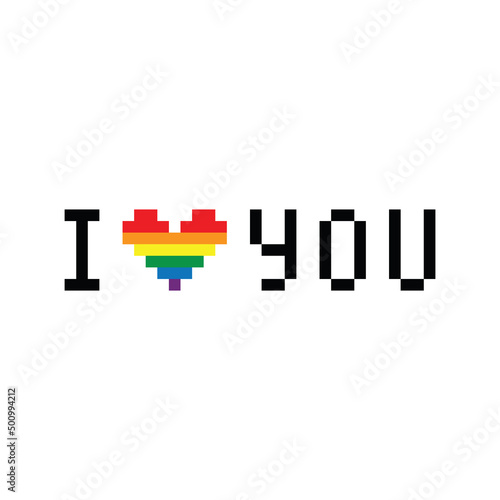  pixel i love you heart Gay  LGBT pride rainbow chat icon vector  pixel art 8 bit 