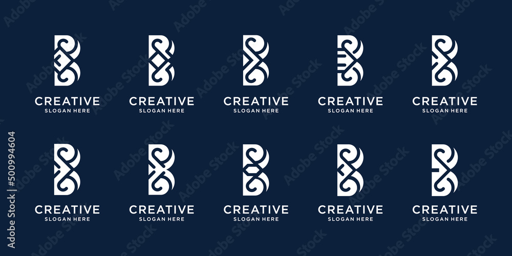 set of abstract letter B design. logo monogram initial B for business of luxury, identity,corporate.