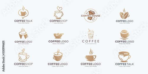 coffee logo set design inspiration. coffee cup, badge vintage, coffee shop, illustration coffee logo