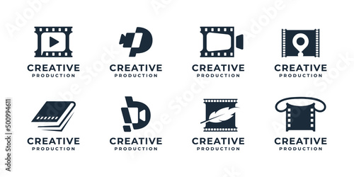 Camera Film logo, logo for movie cinema studio production Logo design. set of creative production video logo inspiration. cinema logo, abstract shape, collection clip.