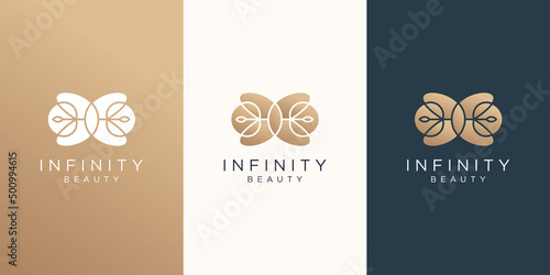 infinity beauty logo template. creative gradient color, beauty spa logo, abstract concept design.