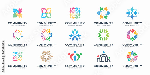 community logo set icon vector isolated. mega bundle unity human community.