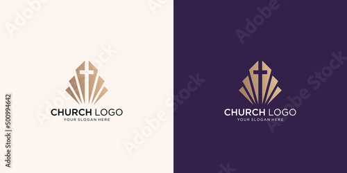 Fotografiet church logo design in negative space
