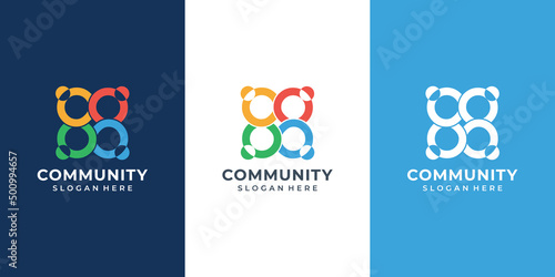 creative community People human together family unity logo icon illustration. team work design, social group logo.