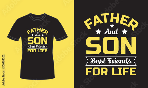Yellow father and son typography t shirt for happy fathers day premium vector