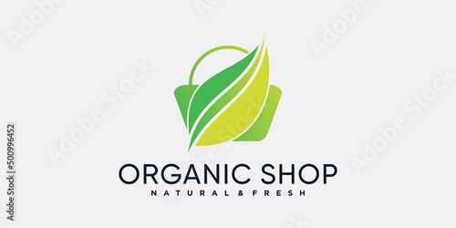 Organic shop or market logo design template for buisness company Premium Vector