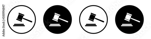 Gavel set icons. Judge gavels icon. Auction hammer icon, vector illustration