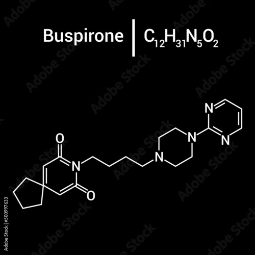 chemical structure of Buspirone (C21H31N5O2) photo