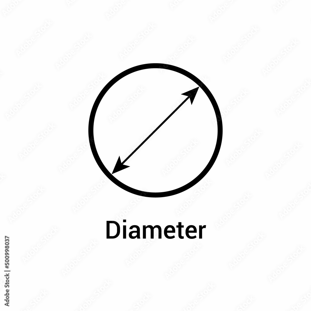 Diameter icon vector illustration in mathematics Diameter icon vector illustration in mathematics
