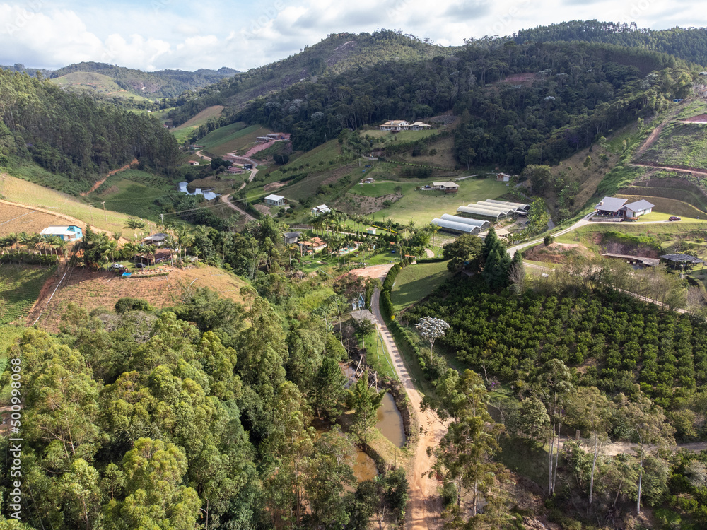 Beautiful valley of a country town - Pedra Azul, Espirito Santo, Brazil