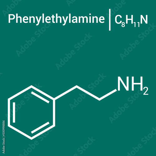 chemical structure of Phenelethylamine (C8H11N) photo