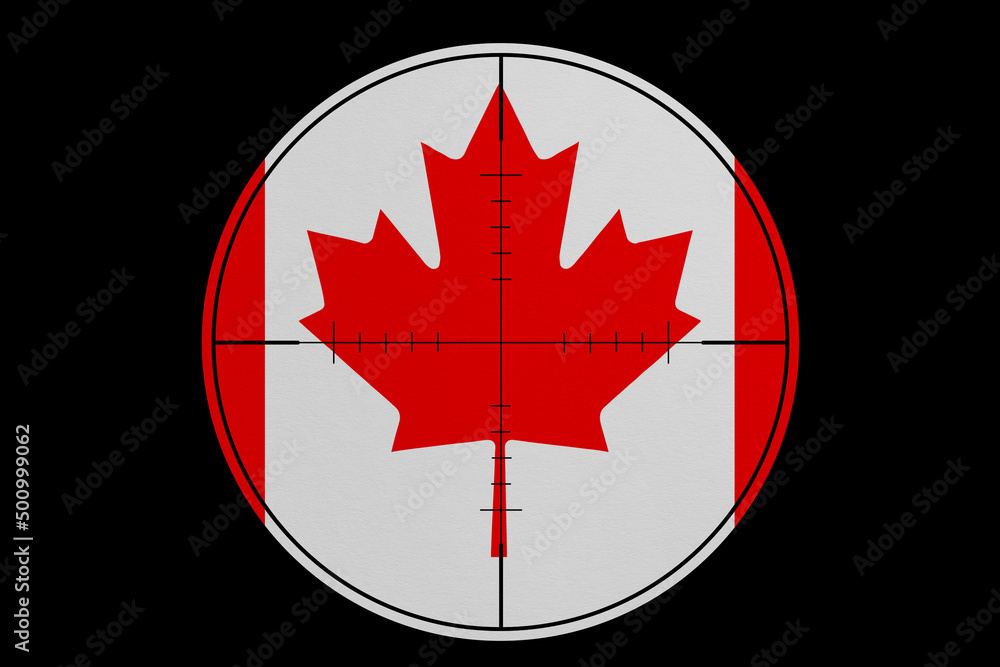 Obraz premium Sniper sight. Conceptual graphics in colors of national flag. Canada