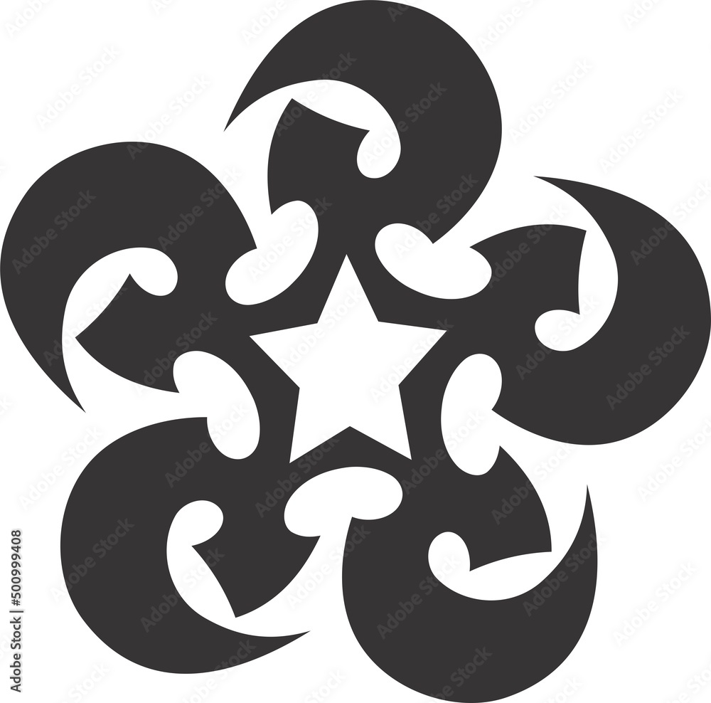 A beautiful illustration with tribal tattoo. Black color on white background. A beautiful illustration with tribal tattoo. Black color on white background.