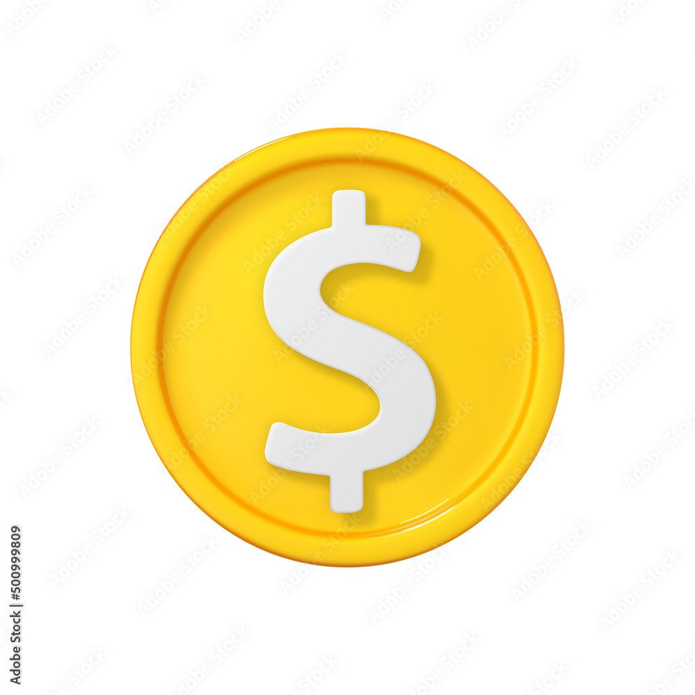 3D realistic gold coin icon. Coin with dollar sign. Vector 3d cartoon illustration isolated on white background. 3D realistic gold coin icon. Coin with dollar sign. Vector 3d cartoon illustration isolated on white background.