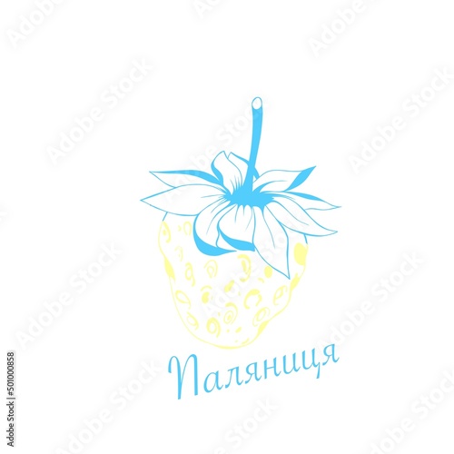 yellow-blue strawberry is the color of the flag of Ukraine. national symbol of ukraine. fruit strawberry sketch. stop war in ukraine