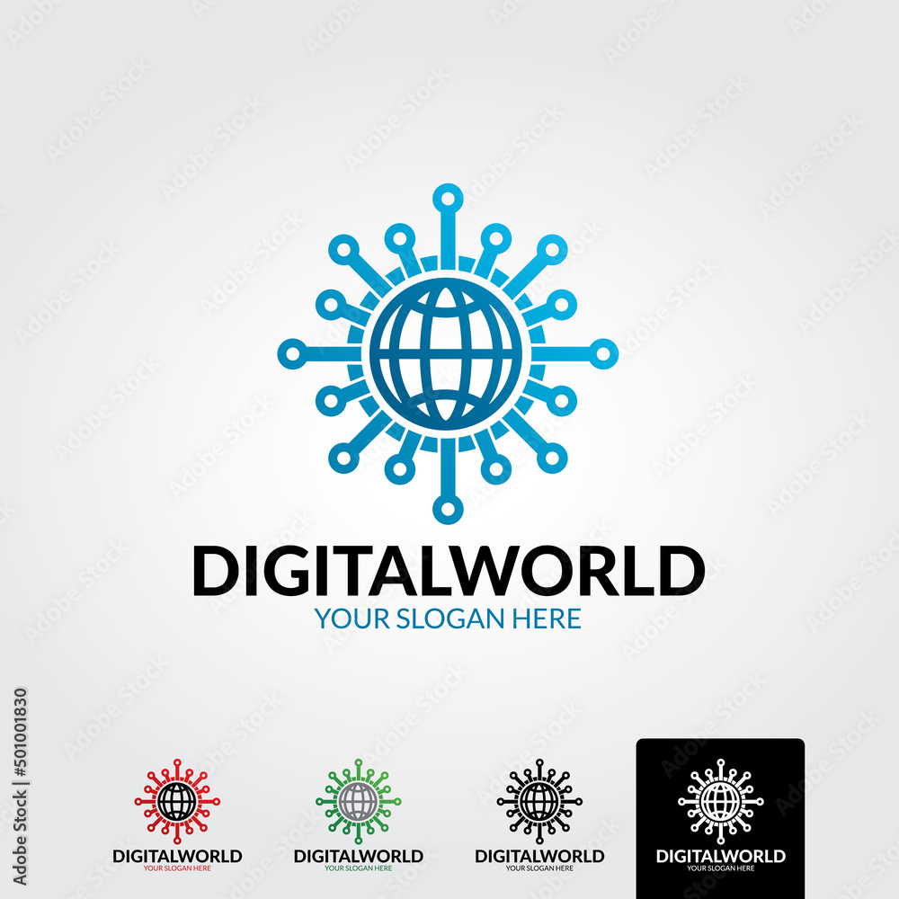 Obraz premium Digital world logo template - vector
