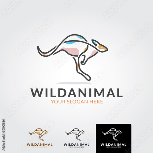 Kangaroo logo template - vector