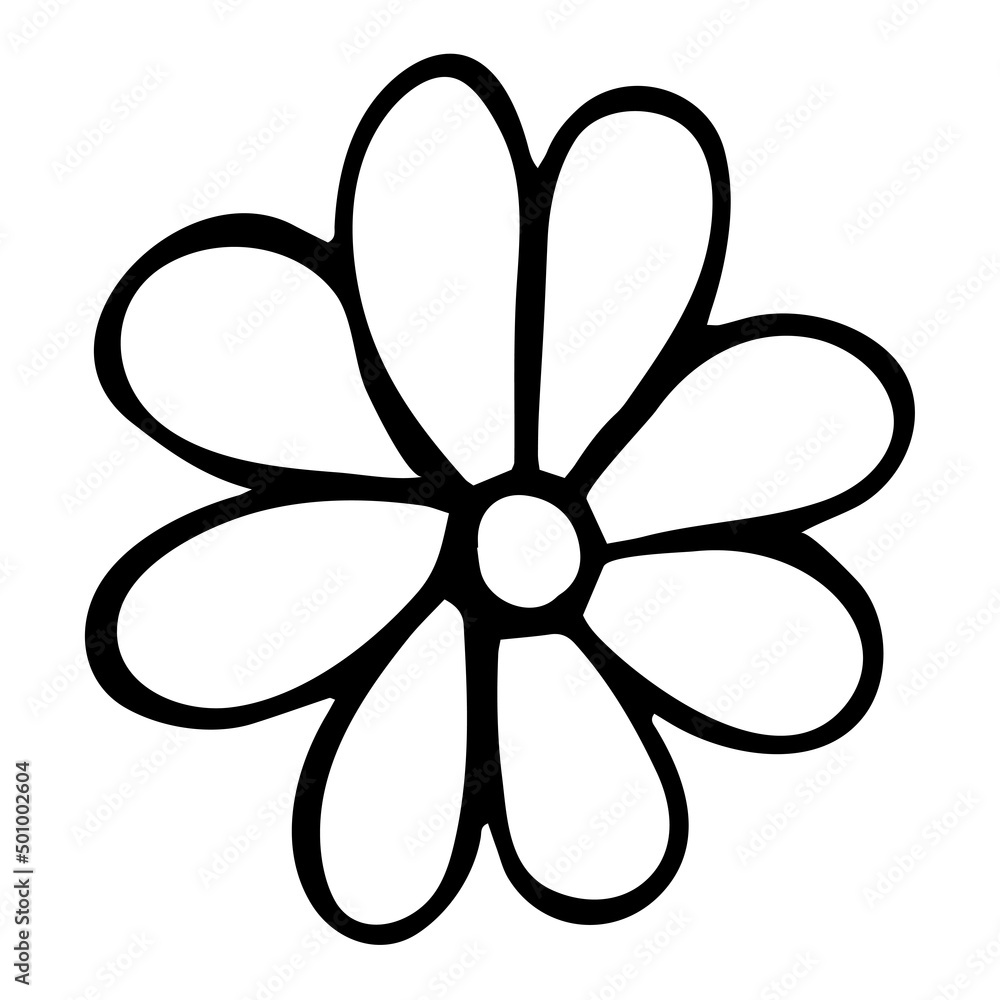 Hand drawn single cute doodle flower. Vector illustration.