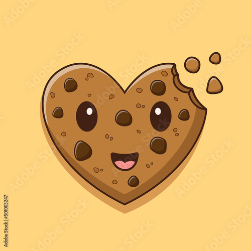 Cartoon biscuit with heart shape,vector cartoon illustration,cartoon clipart