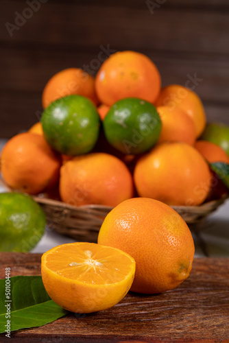 Rangpur, Citrus × limonia or Citrus reticulata × medica, sometimes called the rangpur lime. Selective focus