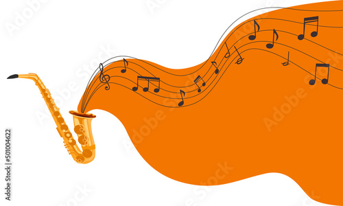 Classic saxophone with music notes illustration - Vector background