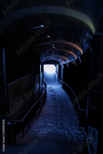 Slika na platnu Heavy weather concept, snow covered underground passage