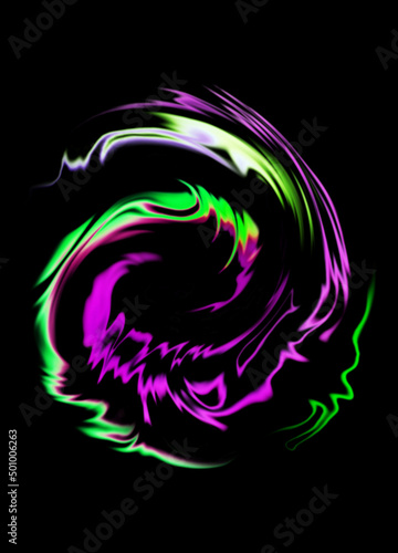 Wallpaper Mural abstract colorful neon rainbow purple green holographic holo swirl photography overlay on black background Torontodigital.ca