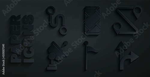 Set Location marker, Route location, Radar, Road traffic sign, City map navigation and icon. Vector