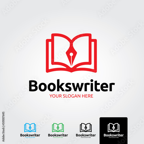 Book writer logo template - vector