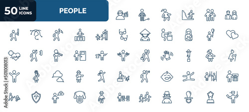 Foto set of 50 people web icons in outline style