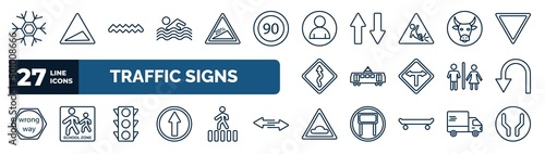 Obraz na plátně set of traffic signs web icons in outline style