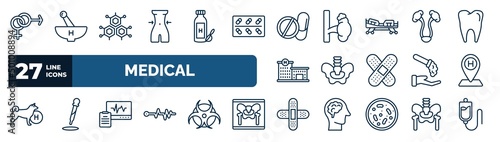 Foto set of medical web icons in outline style