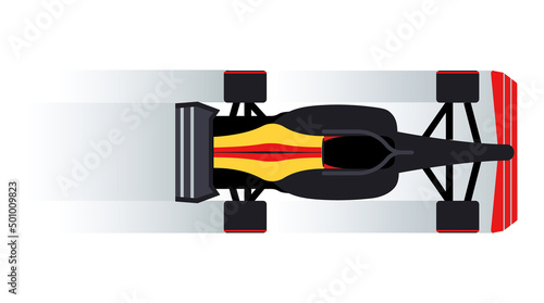 Illustration of a passing car bolide. Race at high speeds. Vector illustration